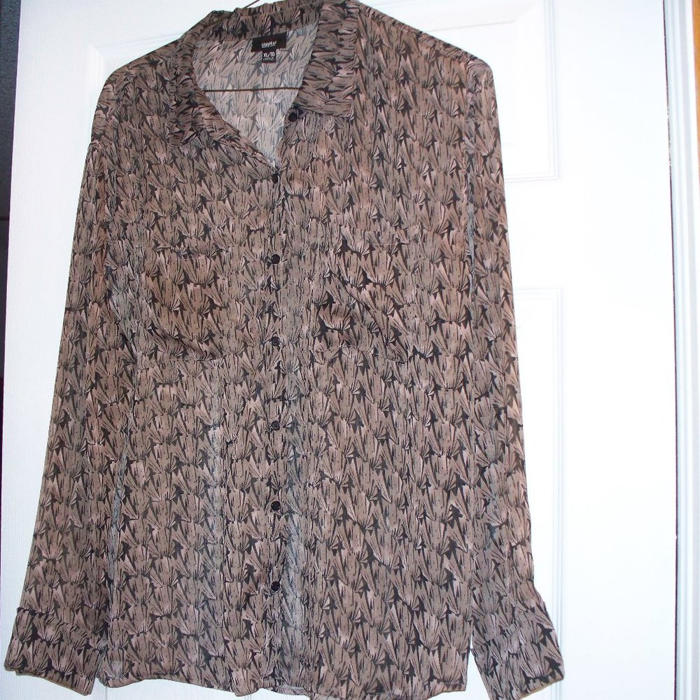 Sheer Button Down Shirt Size XL - Picture 2 of 2
